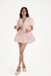 Barbie Roseheart Cotton Dress for Women – Playful Pink Mini Dress with White Collar Tie