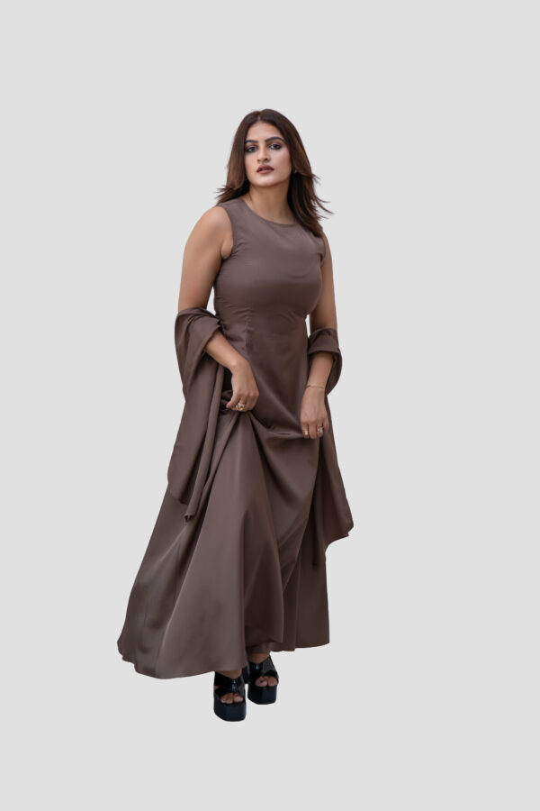 Mocha Drape Satin Maxi